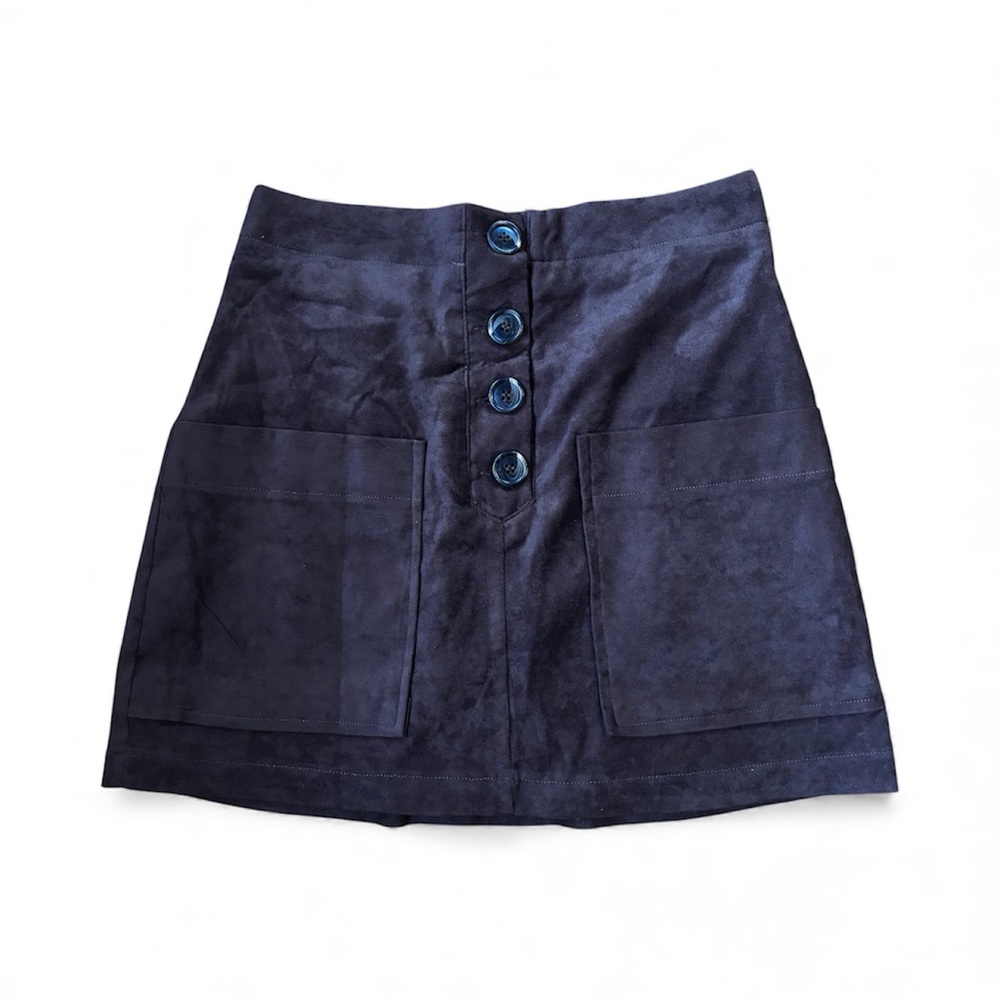 Le Lis Brown Faux Suede Patch Pocket Short Mini Skirt Retro‎ 60s Fall Size Small